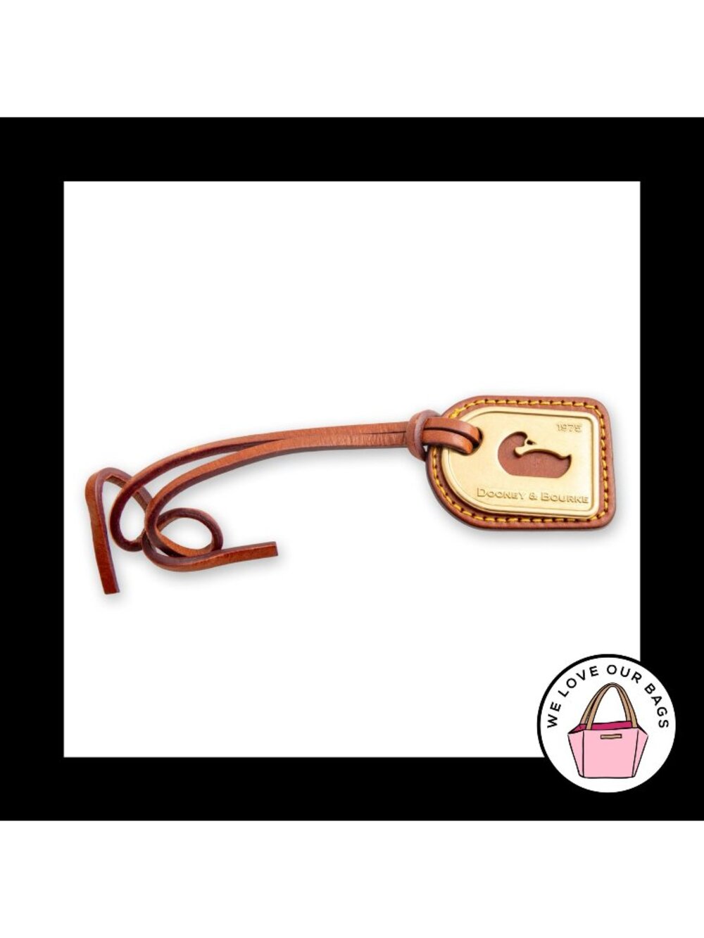 VINTAGE Y2K DOONEY & BOURKE Brass Cutout Duck Brown Leather Bag Charm Hang Tag
